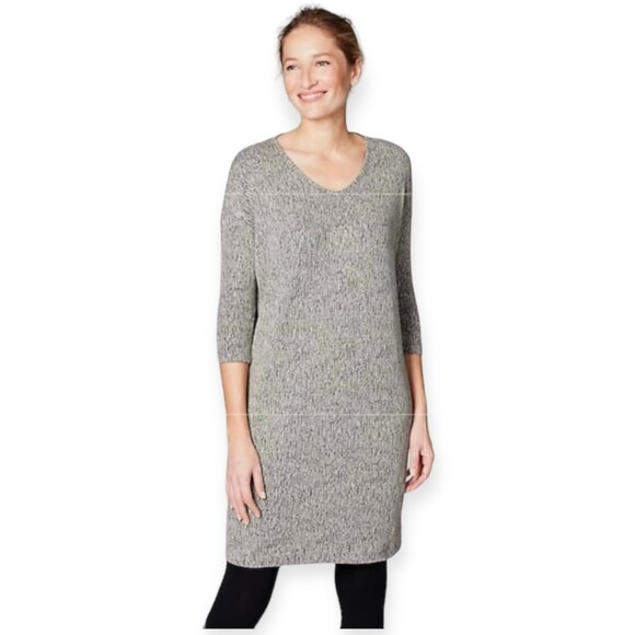 SALE! J. Jill Purejill Linen Blend V-Neck Tunic Style Dress in Black/White SZ. M - Picture 1 of 9